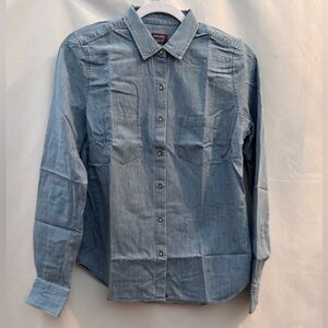 Untuckit Alleanza Long Sleeve Button Down Shirt Blue Denim 4